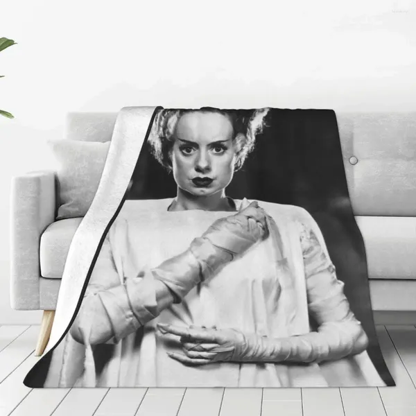 Cobertores Noiva clássica de Frankenstein Warm Flannel Horror Film Throw Planta para sofá de quarto de casa