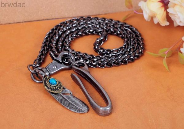 Schlüsselringe 30 Biker Punk Basic Strong Tweded Feather Biker Trucker Keychain Schlüssel Jean Wallet Chain Metall Keyring 240412