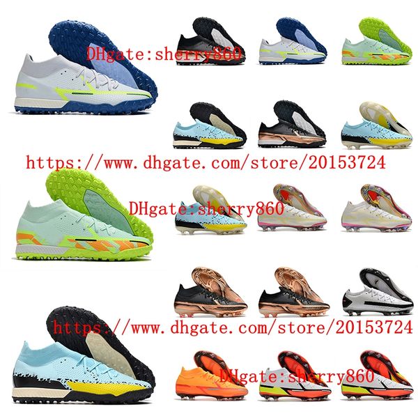 Футбольные туфли Phantomes Gtes Proes tf fg Clits Football Boots зеленый белый черный апельсин.