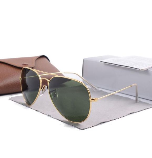 2022 Nova marca de luxo Round Women Sunglasses Lens Glass Metal Frame 3025 3026 Piloto de alta qualidade UV4003086261