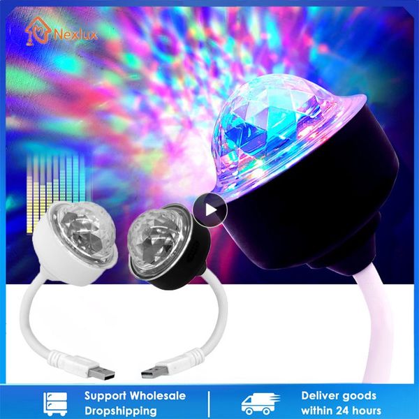 USB Disco Ball Lights Авто -вращающийся ночной свет RGB Multi -Clore Party DJ Car Atmosphere Комната украшения лампа магия