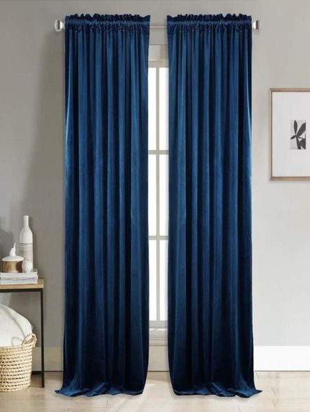 Cortinas de blecaute de veludo sólido moderno para quarto de estar de sala de estar, pelutas confortáveis janelas cortina de tamanho personalizado porta lisa 7596981