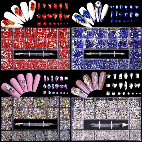 Decalcomanie nail art decorazione di rini decorazione in vetro in vetro pietre gioielli per unghie per unghie per unghie fai da te.