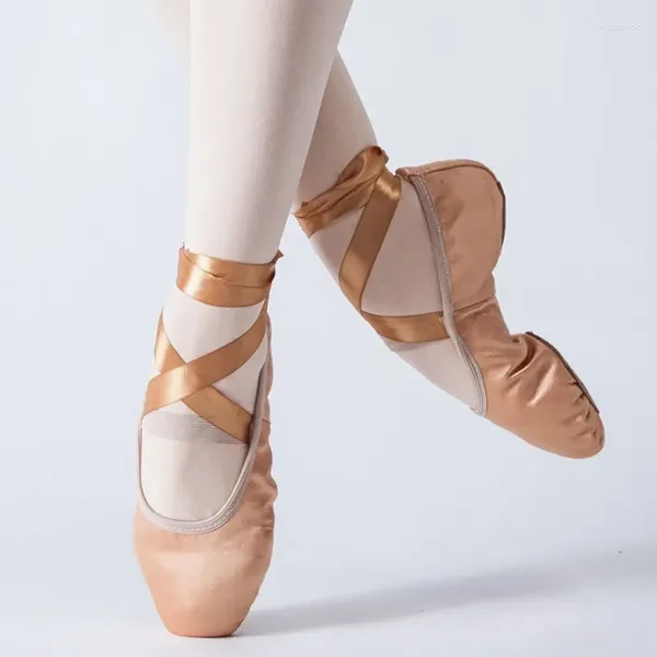 Sapatos de dança Split Split Sole Soft Prática Danza Mulheres Rosa e Carlet Sapatilha balé