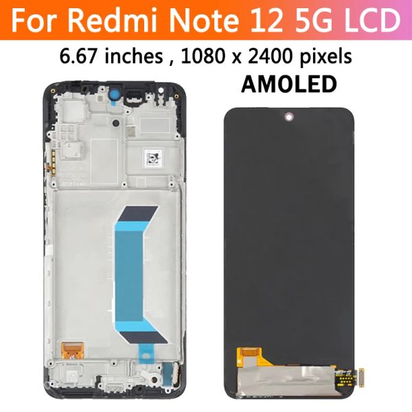 AMOLED für Xiaomi Redmi Hinweis 12 22111317i, 22111317g LCD -Anzeige digitaler Touchscreme mit Frame für Redmi Note 12 5G Bildschirm
