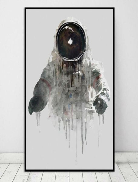 Posters e impressões modernos de astronauta de tinta abstrata pinturas de lona Pictures de arte de parede para sala de estar decoração de casa Cuadros no fr5834175