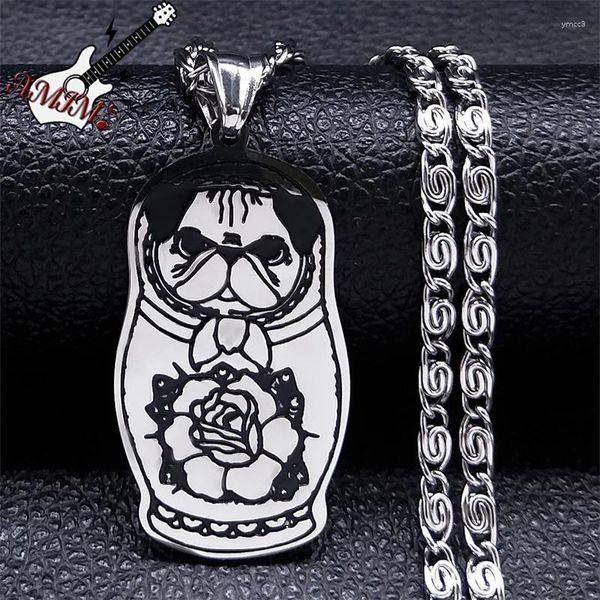 Collane a ciondolo Fashion Matryoshka Pegg Collace per donne/uomini in acciaio inossidabile color animale di gioielli per cani per cani Collier N2568S06