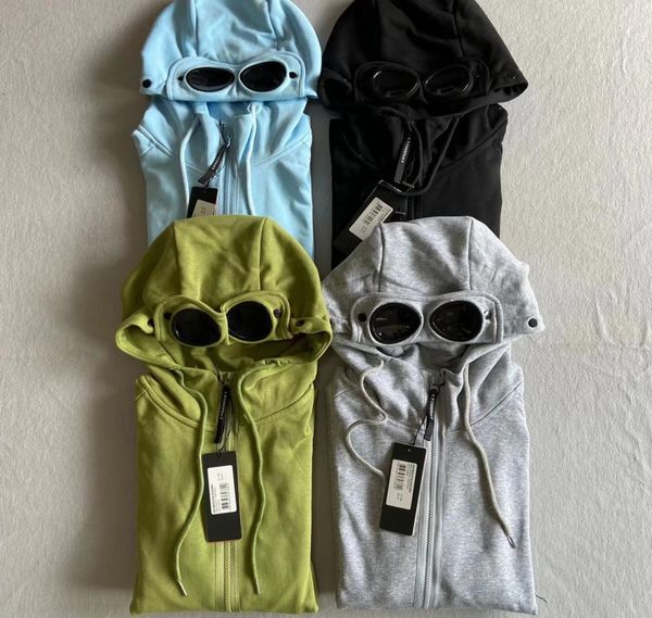 Europa Designer -Marke Goggle Two Objektivgläser Hoodies Windbrippe Strickjacken Reißverschluss Pocket Männer Sweatshirts über Outdoor Baumwoll JA2314226 ziehen