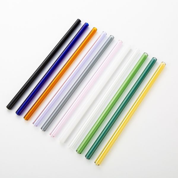 Cannucce di vetro colorate da 20 cm che bevono cannuccette dritte cannucce curve borosilicate che bevono cannucce chiare per il cocktail di latte