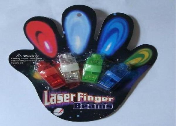 4x Farb LED Laser Fingerstrahlen Party Lightup Finger Ring Laser Lichter mit Blisterpaket4753422