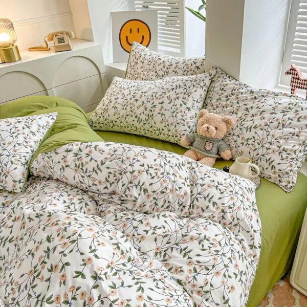 INS de estilo de estilo Conjunto de cama Floral Hot Sale Single Full Queen Size Tamar Kit de Tampa Sem Proachcas de Chapes Flatinhos de Chape