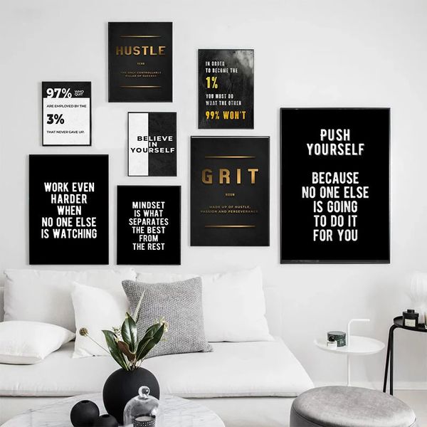 Moderne Motivationsleinwand Gemälde inspirierende Zitate Plakate und Drucke Wandkunst Bild für Wohnzimmer Wanddekoration Cuadros