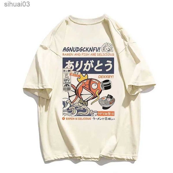 Camiseta feminina nova camiseta japonesa masculina e feminina marca de algodão puro de algodão impressão de desenho animado plus size roupas femininas grátis