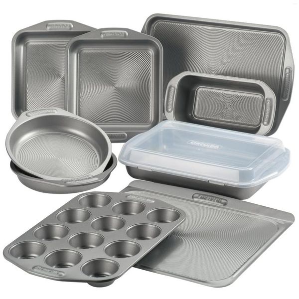 Ferramentas de Bakeware Conjunto antiaderente - 10 peças com pão bolo de pan de assadeira e cupcake de muffin cinza