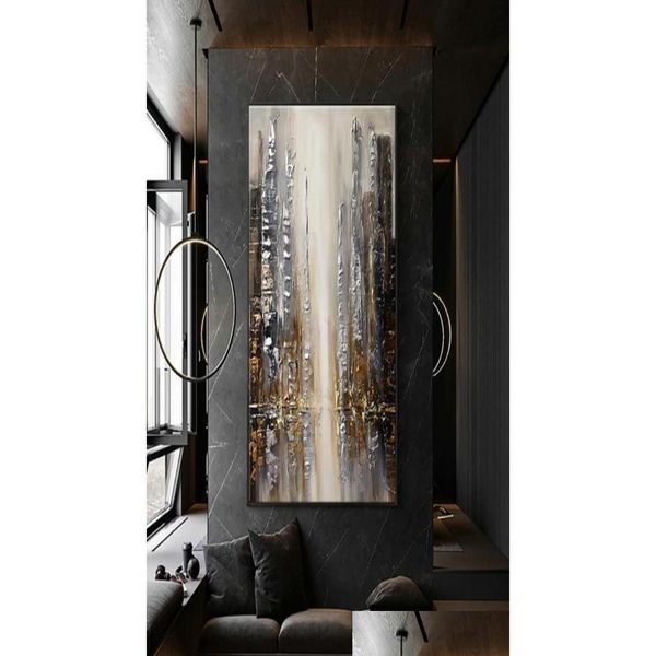 Картины абстрактная масляная живопись ручной видовой вид коричневый современный стены искусство для дома Cuadros Canvas Большой салон