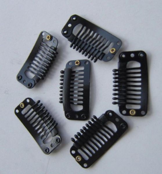 6pcspack 9 denti U forma metallica clip di pettinatura a scatto per capelli neri per estensioni per capelli.