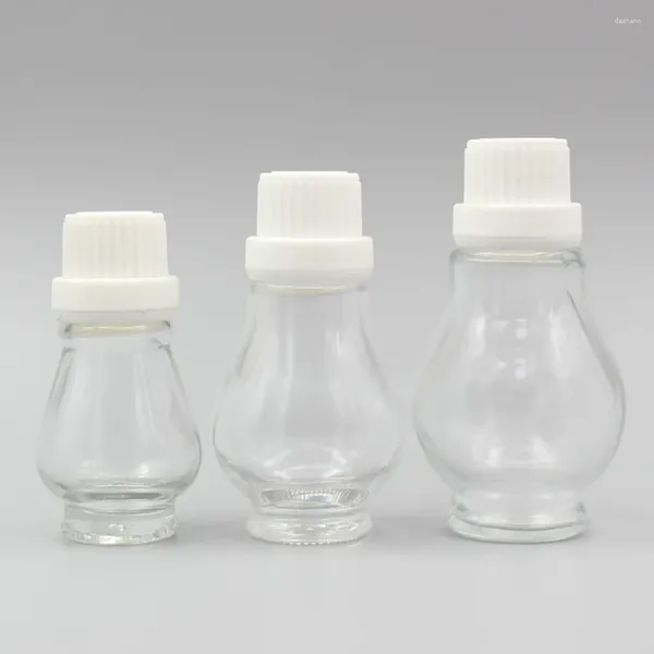 Bottiglie di stoccaggio trasparente flace vetro da 10 ml con tappo a vite coperta di plastica grande/bianca
