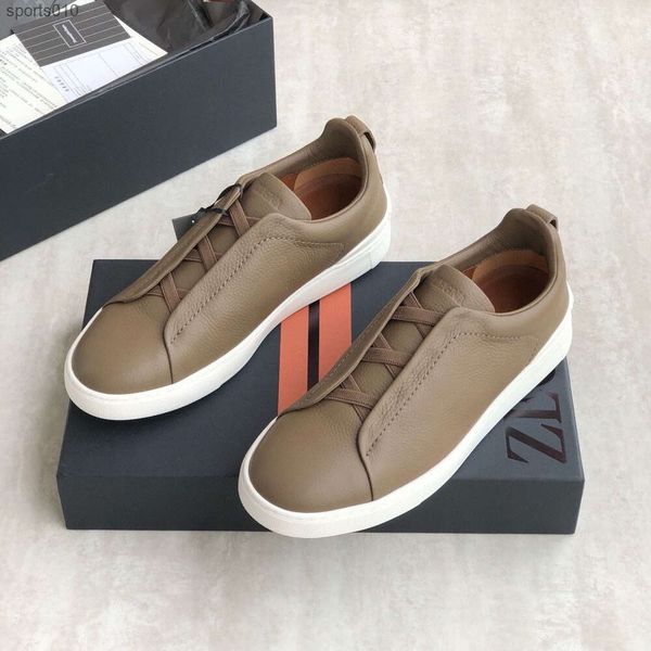 2024 JOHNNYS High End Mens Deer Skin Sports and Casual Board Shoes Zegnas Moda simples e versátil Ultra Light Mens Shoes Instagram estilo