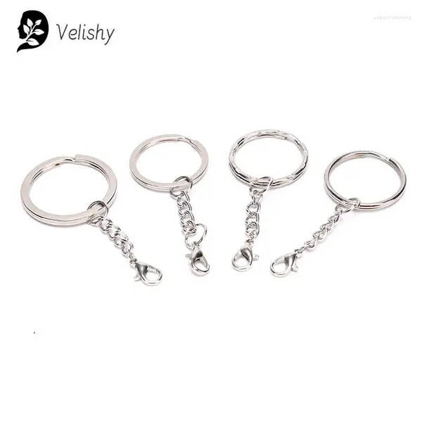 Keychains prata banhado por metal em branco chaveiro chaveiro dividido anel Keyfob titular titular anéis homens homens Acessórios de cadeias DIY 10pcs /lote