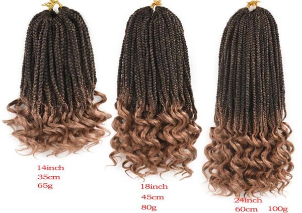 14 18 24 polegadas Caixas de cabelo de crochê Balas Curly Ends ombre Hairs sintéticos para tranças 22 fios Branding Hair Extensions2056810