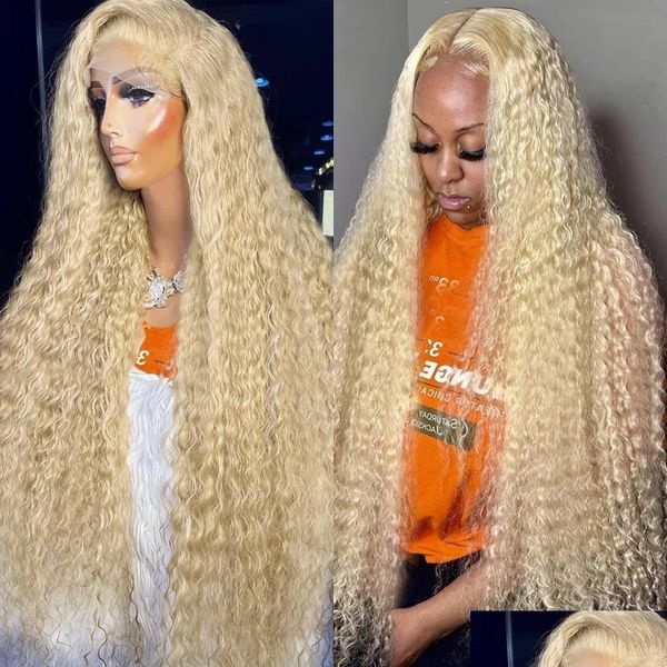 Percrícios sintéticos 30 40 polegadas 613 loira 13x4 HD Lace Frontal Wig 13x6 Onda profunda solta para mulheres negras Brasileiro