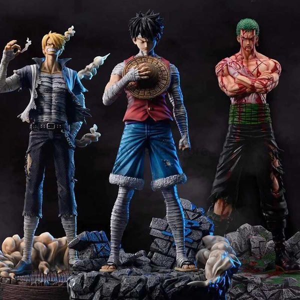 Comics Heroes 30cm One Piece Anime Figur Roronoa Zoro Luffy Vinsmoke Sanji Standhaltung PVC Statue Action Figur Model Collection Spielzeug Geschenk 240413