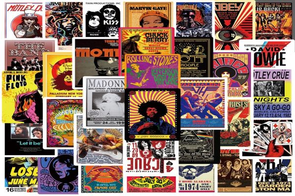 50pcslot retro rock poster rock band adesivi rock and roll graffiti sticker per laptop fai -da -te laptop motociclette di moto 2888891