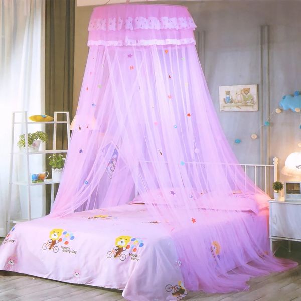 Кружевая кровать навес 4 цвета купол висят комары. Детская детская постельное белье сетка для девочек декор комнаты 240407