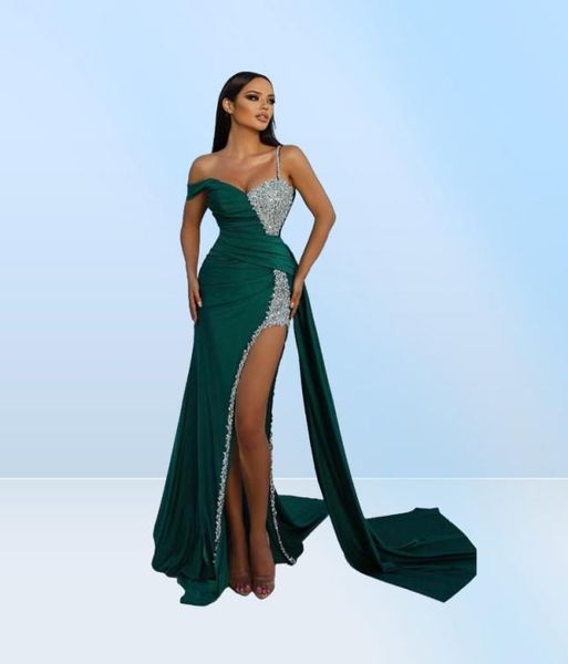 2023 Neue sexy Off Schulter Satin Meerjungfrau Lange Prom -Kleider Pailletten Rückenfreie Seitenschlitzabendkleider formelles Partykleid BC14520 GB14956782