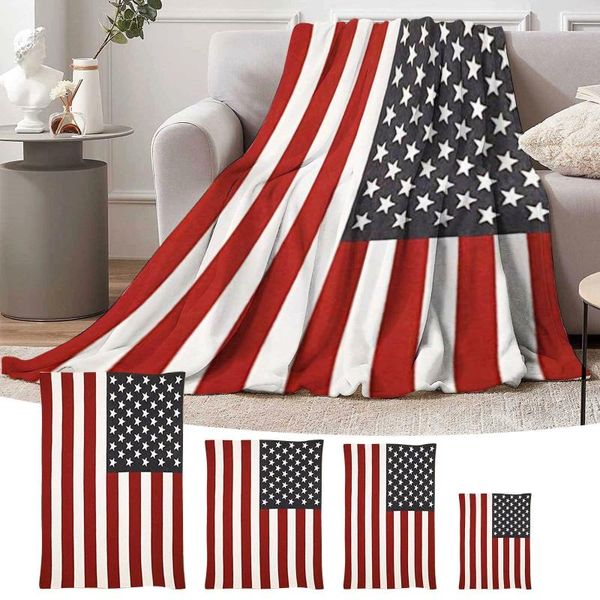 Battaniye Amerikan bayrağı battaniye yumuşak pamuk kalın vintage baskı goblen ikiz ağır pazen küçük atışlar