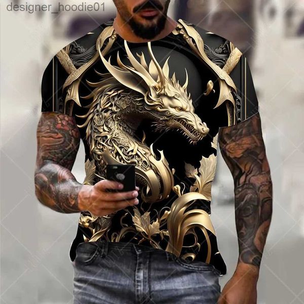 Herren Hoodies Sweatshirts Herren Dragon T-Shirt Mode 3D-gedrucktes T-Shirt Tier Muster kurzärmelig Super Streetsty