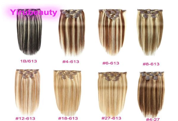 Malesia 100 capelli umani dritti 1B613 4613 6613 27613 Clip nelle estensioni dei capelli 1424 pollon per capelli clipon Prodotti Piano Colo4520859