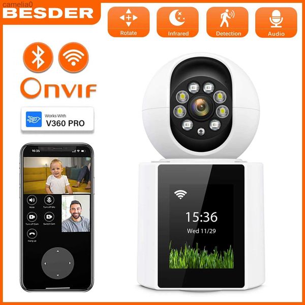 Câmera IP Câmeras 4MP Câmera de inclinação WiFi Tilt Segurança residencial Smart Home Screen IPS IPS 1080p Monitor de bebê Chamada de áudio Visão noturna IP IP Camerac240412