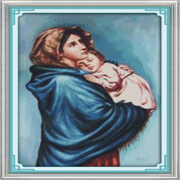 A Virgem Maria Cristã Jesus Decoração pinturas feitas à mão Cross Stitch Bordado de bordado de bordados