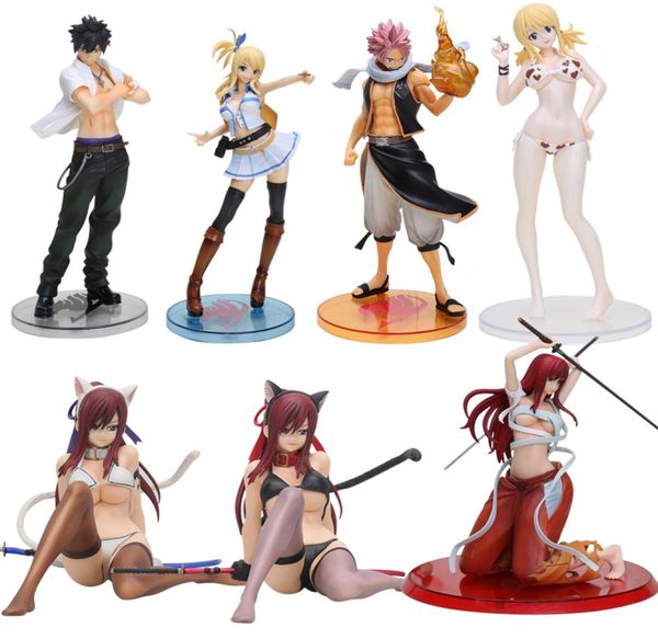 Аниме -феи фигура Natsu Dragneel Gary Fullbuster Lucy Heartfilia Erza Scarlet PVC фигура фигура игрушка модель 1324 см T209547567