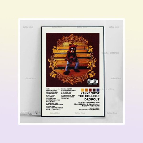 Canvas dipinto di West Donda Twisted Life of Pablo Album Stars Poster and Stamts Wall Picture Art for Home Room Decorazioni Frameless9163999