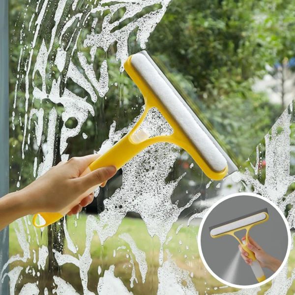 3 In1 Silikon Silecek Duş Silahı Cam Temizleme Banyo penceresi temizleme fırçası için sprey şişesi Fırça Ayna Ev Aksesuarları