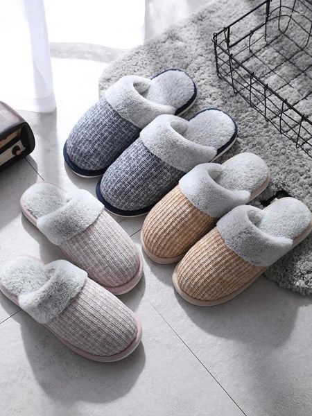 Cuscino pantofole in cotone a maglia in cotone inverno inverno calde scarpe non slittata da donna con lana con spola