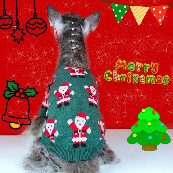 Костюмы для кошек для домашней одежды осень зимняя фланель теплый фестиваль пальто собака Тедди Санта -Клаус Рождественский щенок Год