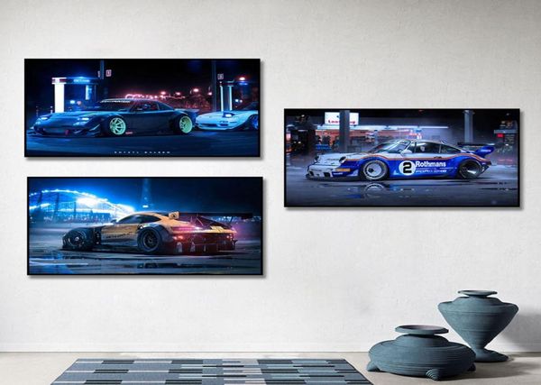 Pintura de pôster de carros esportivos e de corrida Impressão Nórdica Decoração de casa Decoração de parede Imagem para sala de estar sem moldura8422312