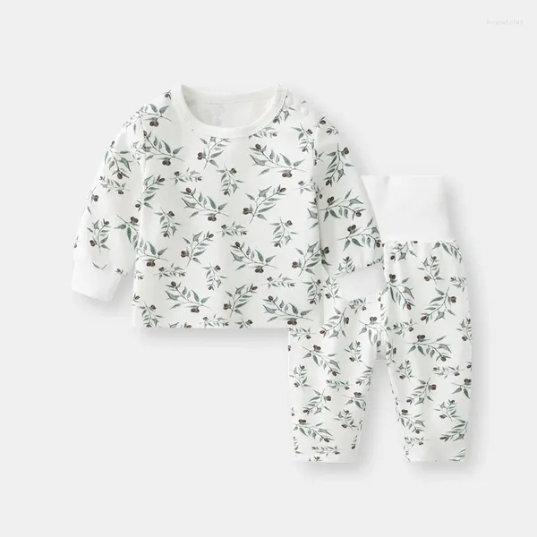 Roupas conjuntos de pijamas nascidos para meninas crianças de duas peças Autumn Winter algodão de manga comprida calças de primeira linha