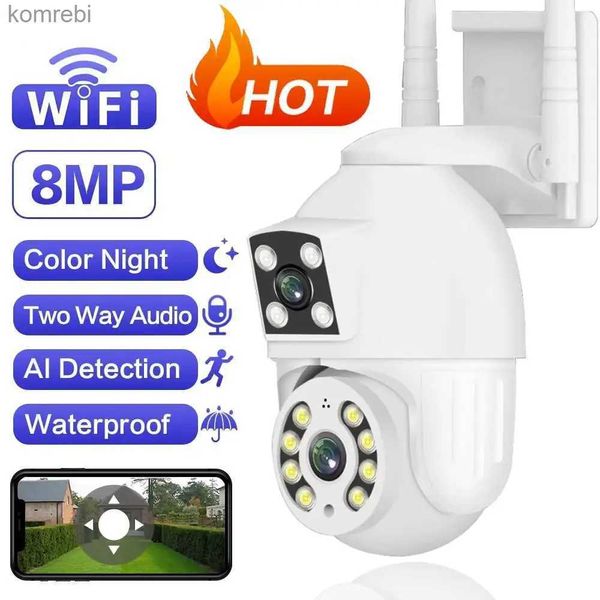 PTZ CAMERAS 8MP Высокопроизводительная двойная линза BUSTOR SEIRLESS SECURESE IP IP-камера 4K Внешняя Wi-Fi PTZ Камера Автоматическое отслеживание уличного наблюдения камера C240412