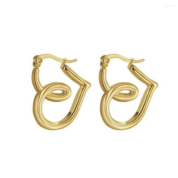 Hoop Ohrringe Edelstahl 18K Gold plattiert Frauen Herz Huggie Schmuck für Mädchen minimalistische süße Liebe