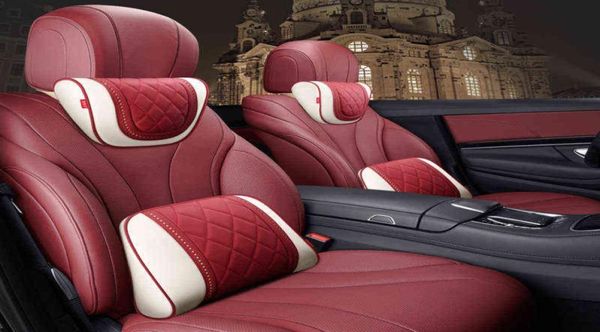 Maybach Sclass Napa Seat de assento de couro para descanso de almofada para apoio de cabeça Pillows pescoço para Mercedes Crente de cabeça Acessórios para carros H22042220862519298