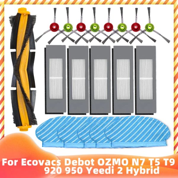 Trimmer für Ecovacs Debot Ozmo N7 T5 T9 920 950 yeedi 2 Hybridrollen Hauptseitenpinsel Wassertank Rieße Radfilter Mop -Teile