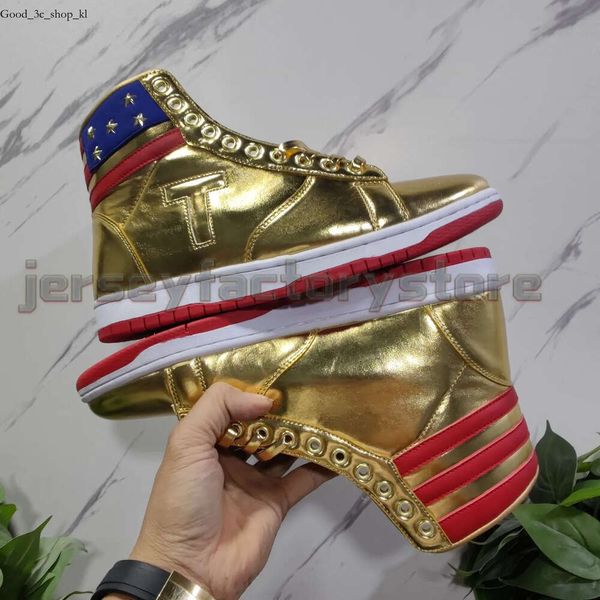 T Trump-Schuhe mit Box Basketball Casual Schuhe die nie übergabe High-Tops-Designer 1 TS GOLD Custom Men Outdoor Sneaker Komfort 837 Trump Schuh