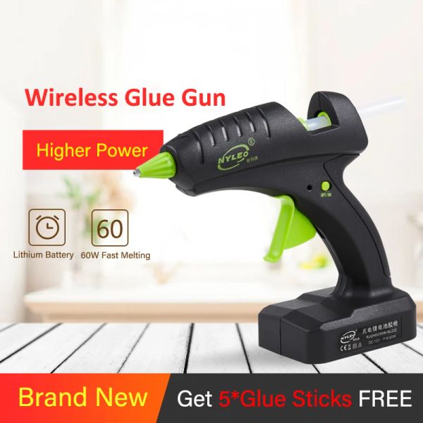 Gun Hot Melt GLUE GUNDLIT Bordless 60W Litio Batteria Silicone Gun Household Strumento SOLE SOL ricaricabile 12V