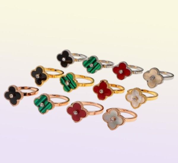 Damen Designer Clover Rings Fashion Fourleaf Flower Band Diamond Ring Shell Titanium Stahlliebhaber Ring Schmuck6376324