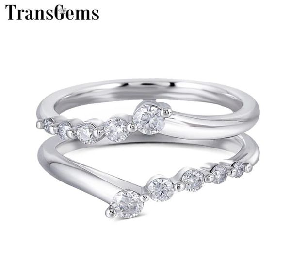 Transgems Solid 14k 585 White Gold Ladies Framing Ring F Цвет Moissanite Кольцо для женщин Секщитное обручальное кольцо для кольца 1CT Y19066338012