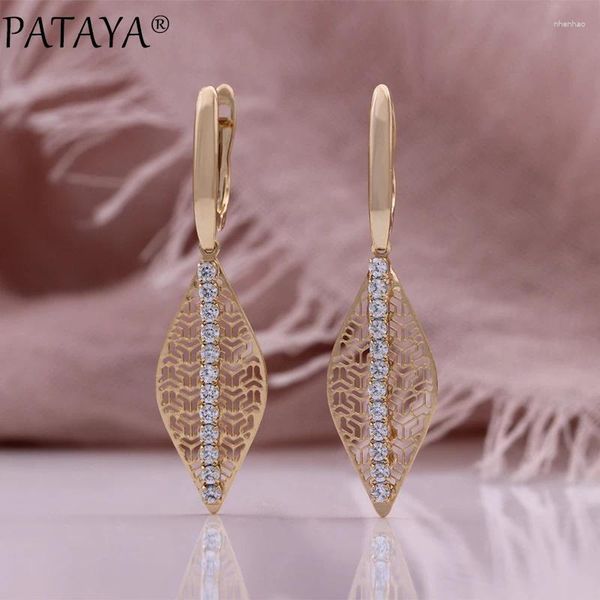 Dangle Ohrringe Pataya Champagner Gold Farbe Blatt Ohrring Mode natürlicher Zirkon Vintage für Frauen Geschenk täglich fein Schmuck 2024